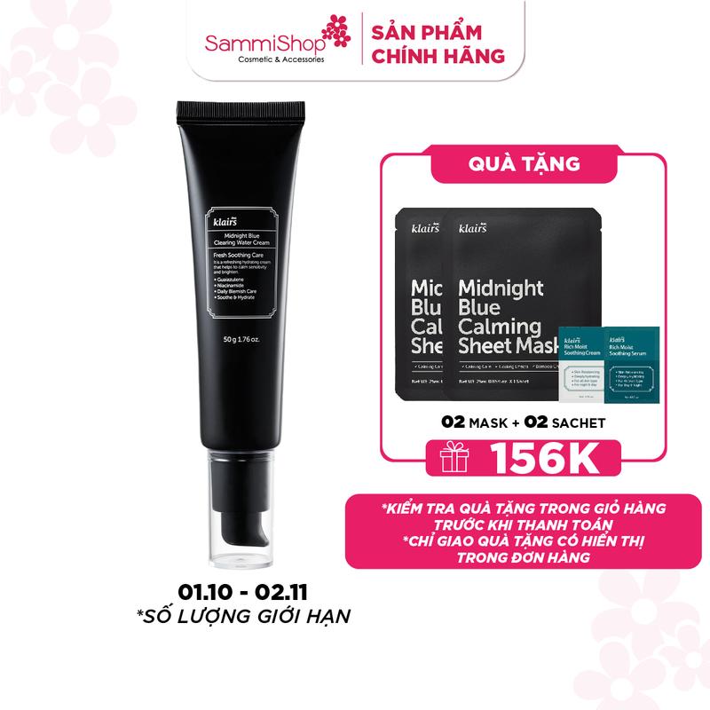 Dear, Klairs Kem dưỡng da Midnight Blue Clearing Water Cream 50g