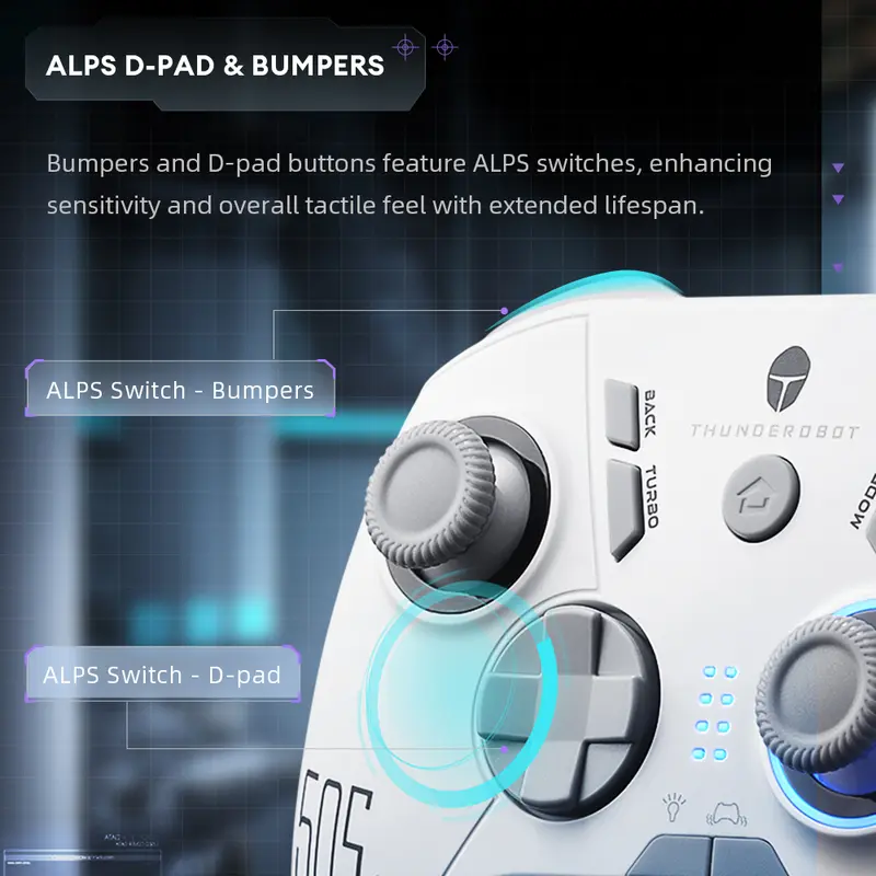 THUNDEROBOT G50S Wireless Gamepad Controller Hall Effect Joysticks & Triggers Tri-Mode Bluetooth 2.4G Kabel untuk Switch PC Tablet Smart TV 3