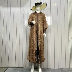 Gamis Pesona OMG by Geri busye plus outer dua layer Ld 110 Pb 135 ( Cokelat )