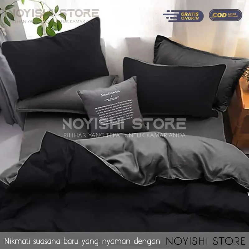 BED COVER SET SPREI POLOS UKURAN 200, 180, 160, 120 Bedcover Kain Katun Include Sarung Bantal Dan Sarung Guling Dan Sprei Sudut Karet 4