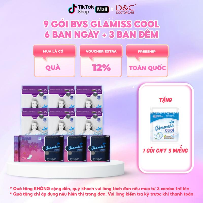 [LIVE-Giá trải nghiệm] 9 gói Băng vệ sinh (6 ban ngày và 3 gói ban đêm) Glamiss Cool mát lạnh