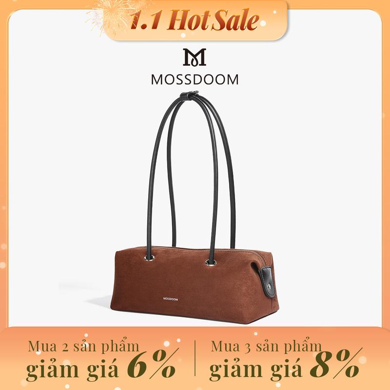  【Clearance MOSSDOOM Paula Bag Túi đeo vai sát nách bằng da lộn màu trơn cổ điển 