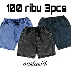 CELANA PENDEK PRIA 100 RIBU DAPAT 3 PCS CELANA PENDEK PRIA WISKER JEANS PENDEK PRIA  Distro Santai Dewasa Shorts Biru Hitam Navy Katun Nyaman Keren Cowok Panjang celana keren