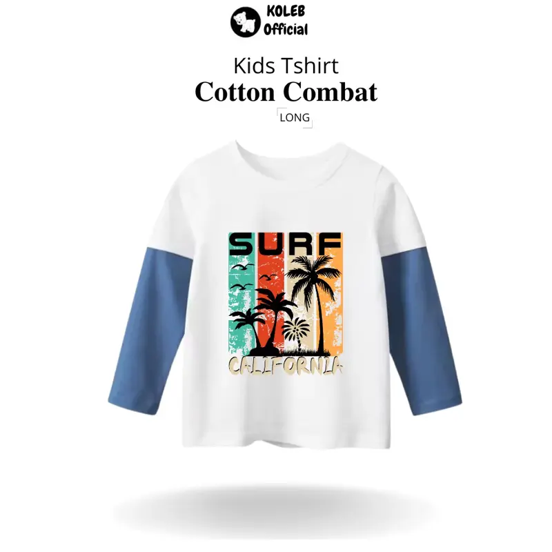 Kaos anak Laki  Laki 1 s/d 12 Tahun Surf California White -Kaos anak cowok Cotton