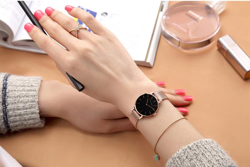 Product Introduction of HANNAH MARTIN Women's Waterproof Watch Light Luxury Minority Minimalist Steel Mesh Strap Slim Watch CV36W 20