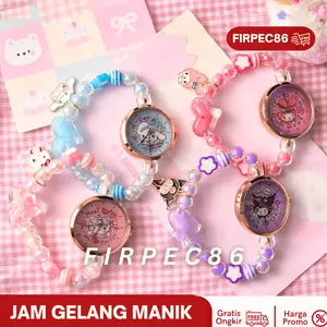 (FREE JEPITAN) Gelang Jam Tangan Anak Sanrio Kuromi Gelang Manik-Manik Motif Kartun Lucu