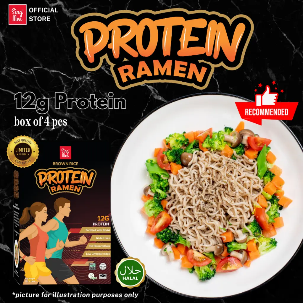 SG Ready Stock SingMee Protein Ramen, Gluten Free, Halal, Protein, Ramen, Noodles, Brown Rice, Low GI, SingMee