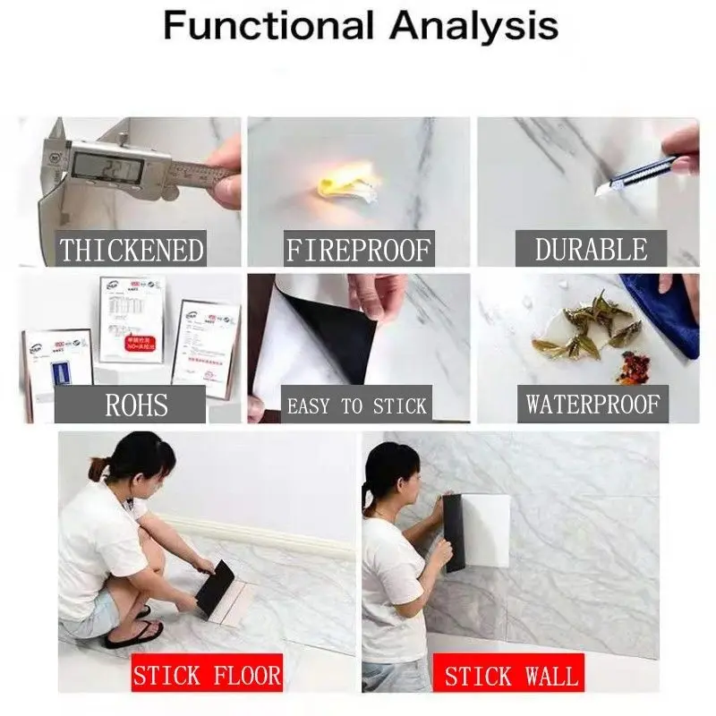 10 PCS Wallpaper Dinding Vinyl Marble 30x30 cm / Marbel Granit / Stiker Keramik 7