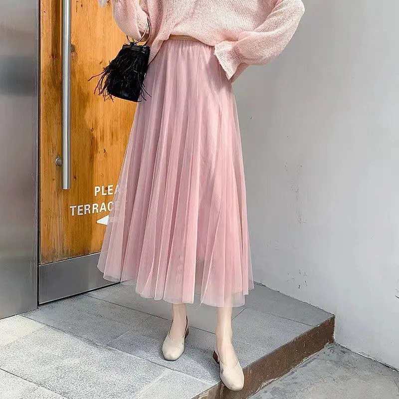 Rok Tutu Midi Skirt Two Layers Dewasa Tile 2 Premium 7/8 Wanita Fit Pendek Mini