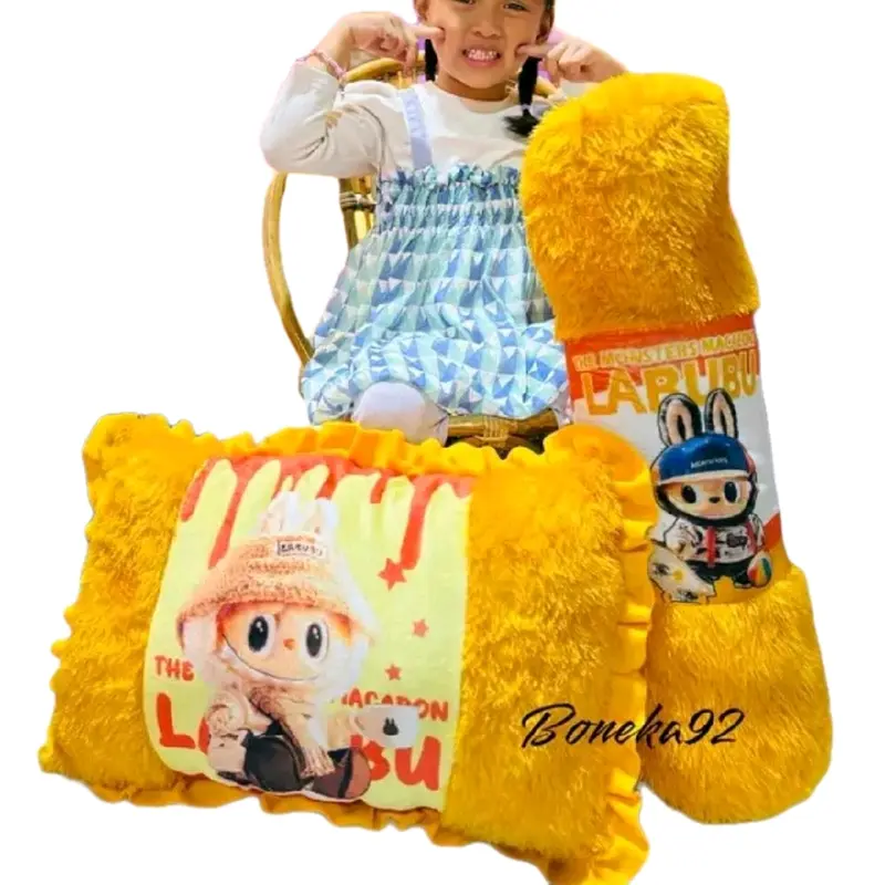 Bantal Guling set Karakter Labubu the monster Bed 3