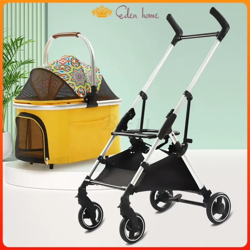 Lightweight Pet Stroller for Dogs/Cats Trolley Detachable Fortable Folding Pets Cage Outdoor Bearing Weight 15KG