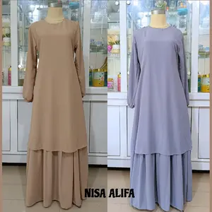 Gamis Malaysia Dewasa Ceruty Babydoll Full Puring real pict • simpel dan nyaman dipakai