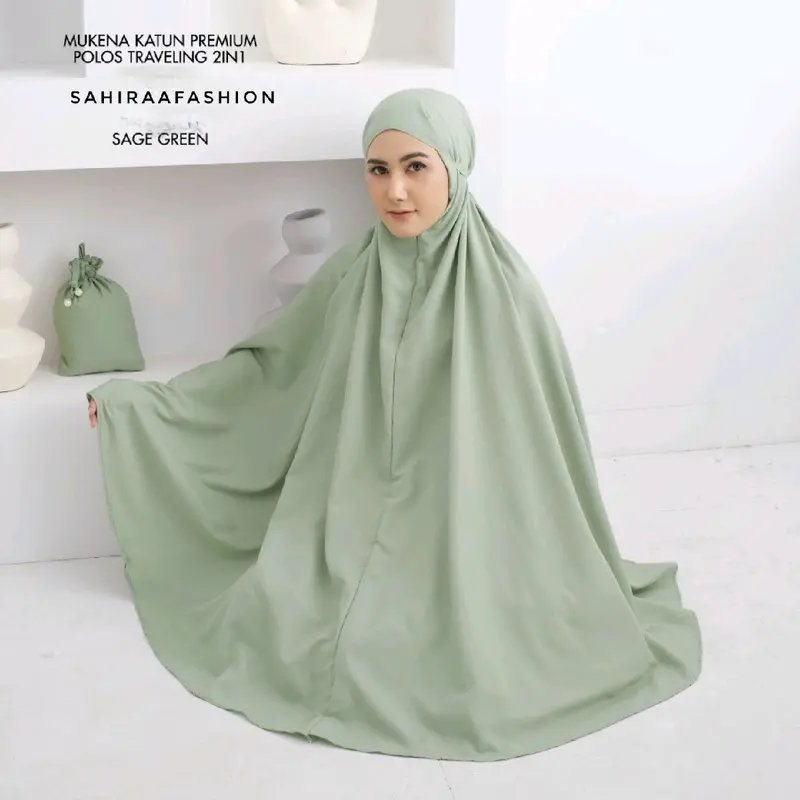 Hampers Mukena Dewasa Travel - Komplit dengan Tas Lato - Bahan Katun Mikro Premium - Free Tas Serut Cantik - Atasan, Bawahan Mukenah 2