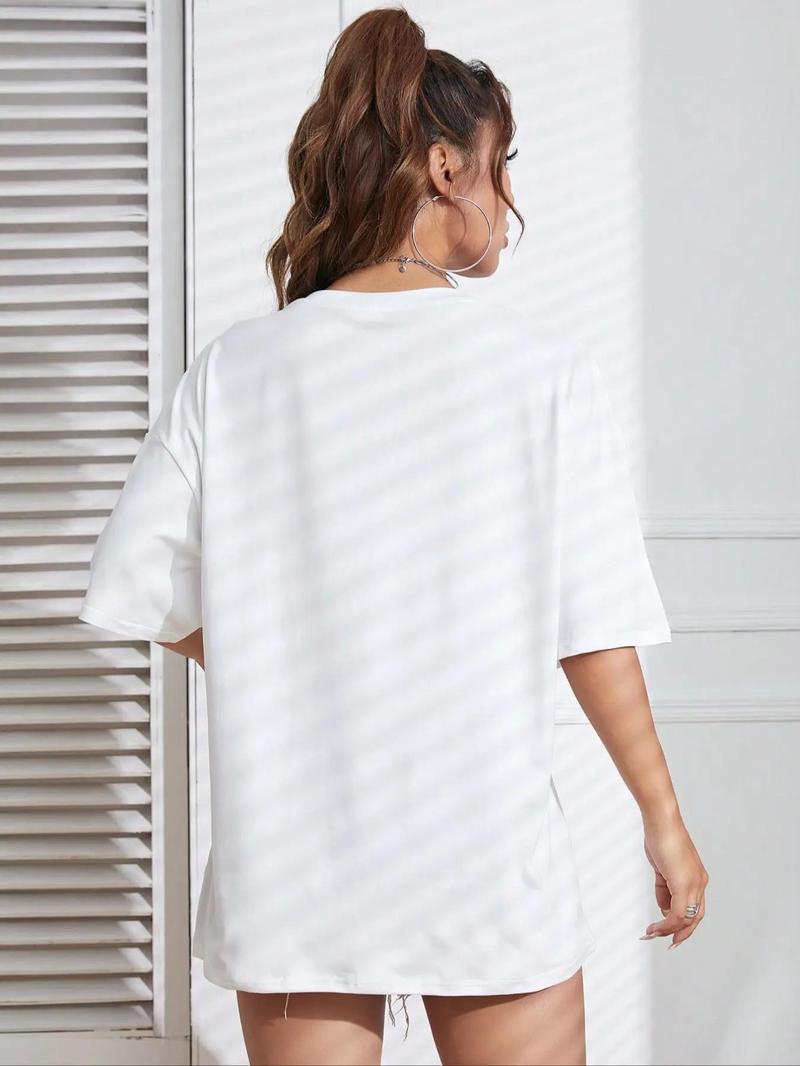 Product Introduction of Women's Floral & Book Print Round Neck Tee, Vintage Trendy Casual Short Sleeve T-shirt for Daily Wear, Ladies Summer Tops 8