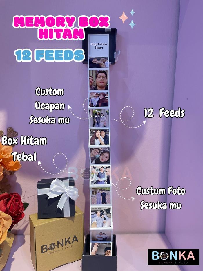 Gambar Memory Box Hitam Custom 12 Foto Ucapan Tulisan Hadiah Anniversary Ultah - 12 Feeds Foto dari Bonekahandmadesukasuka Kab. Sukoharjo Tokopedia