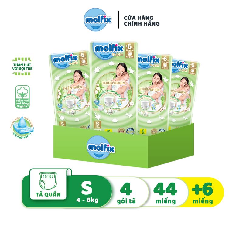[Creator]  Mua 2 tặng 2 gói Tã/bỉm quần Molfix Thiên nhiên - 5 Size S/M/L/XL/XXL (4kg - 25kg) Cho Bé [Bao bì thay đổi theo từng đợt nhập hàng]