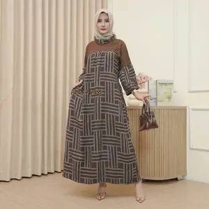 Dress Batik Modern Exclusive Rayon Twill Premium Busui Batik Cap Original Lengan Panjang All Size Ld 110 Cm Nyaman Di pakai Formal Dan Non Formal