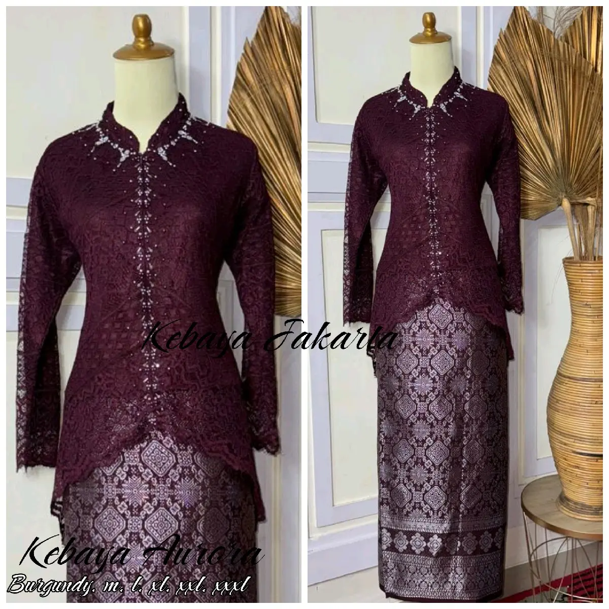Stelan kebaya aurora brukat modern bahan brukat full payet full puring murah premium