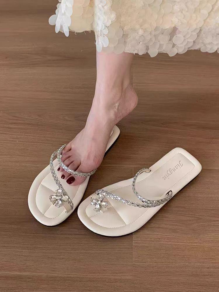 Product Introduction of Af Ready To Ship  Slip On Sandals Women's Fashion Strap Strap Small Flower Detel Comfort Foot 10