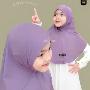 Khaizuran-Hijab Anak Sekolah Muslim Bergo Daily Instan Malay Soft Pad Dagu 4-12thn Nyaman Cantik Kerudung Variasi Katun