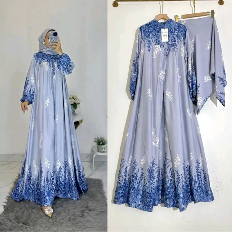 Gamis Set Hijab Alesa Rayon Premium Jumbo Kancing Muslim Nyaman Diamond 3