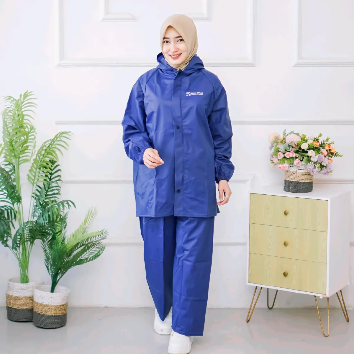 Jas Hujan Mahaya Raincoat Bahan Tebal Motor Motif Polos Dewasa Unisex Wanita Pria Terusan Jaket Clana Original