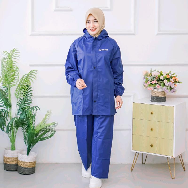 Jas Hujan Mahaya Raincoat Bahan Tebal Motor Motif Polos Dewasa Unisex Wanita Pria Terusan Jaket Clana Original 1