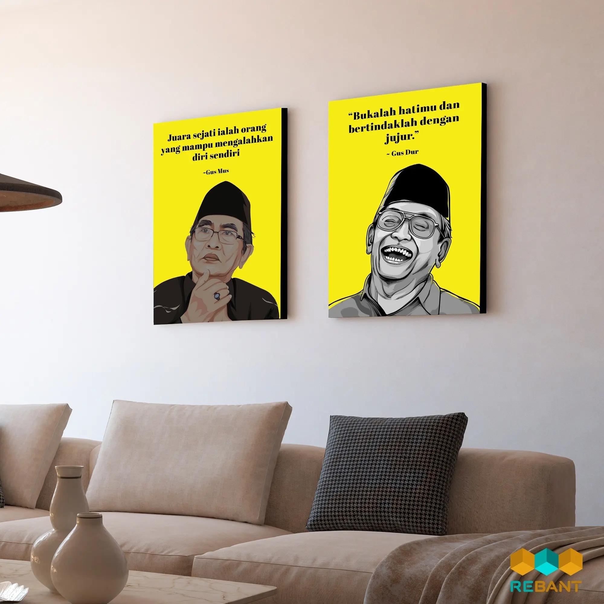 REBANT Hiasan Dinding QUOTE Estetik Abstrak Wall Decor (20x30) GUSDUR CAK NUN GUS BAHA GUS MUS ilustrasi poster tempel hiasan dinding Paper ruang belajar seni Kamar Tidur Selebritas home  decor