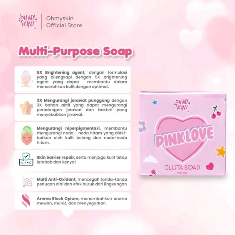 Oh My Skin Pink Love Gluta Soap Sabun Pencerah Badan 1