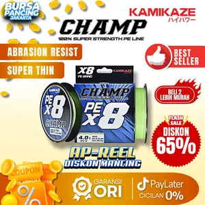 KAMIKAZE Senar PE Pancing Champ X8 150MTR Flame Green White Collor SIC Technology X8 Braide 100% - Senar Laut Casting