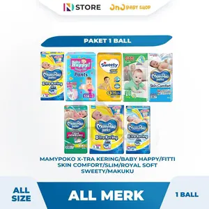 [LIVE BANTING HARGA 12.12] PAKET 1 BALL MamyPoko Xtra Kering/BabyHappy/Fitti/Skin Comfort/Slim/Sweety/Berries/Mamamia