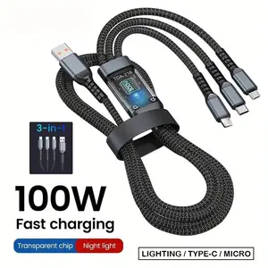 Kabel Data Charger 3 in 1 Fast Charging 100W JK-07 USB Micro Type C Lightning Cable 3in1 Best Quality + Batok adaptor P45