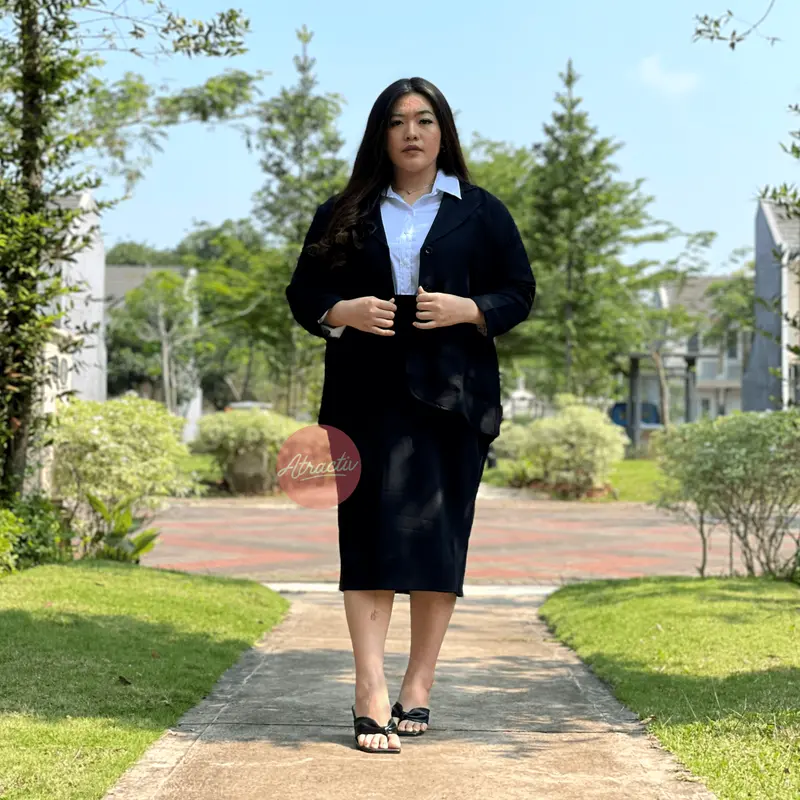 ATRACTIV Blazer Formal Jumbo Wanita LD150 Blazer Wanita Jumbo Oversize LD120 LD130 LD145 LD150 Jas Kantor Kerja Tebal Baju Hitam 5