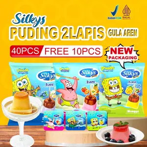 BARU! 40PCS+10PCS (FREE) PAKET PUDING GULA AREN TOTAL 50PCS JELLY PUDING 2LAPIS  BERLAPIS GULA AREN MURNI DAN RASA BUAH-BUAHAN DAN RASA MANGGA BLUEBERRY STRAWBERRY Pudding Fruity Rendah gula Alami Paket Usaha Jajanan SD Jajanan Grosir Manis