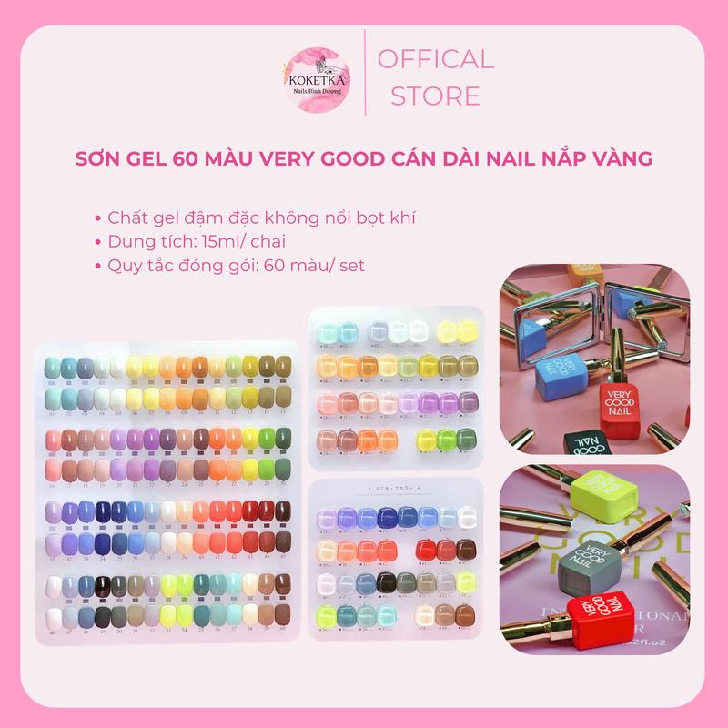 TẶNG BASE+ TOP SET Sơn Gel Very Good Nail 60 Màu Nắp Vàng Dài. TẶNG Bảng Màu + TOP+ BASE