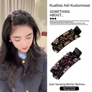 [Beli satu gratis tiga] Jepitan samping poni berlian imitasi warna-warni gaya Korea, jepitan poni temperamen kelas atas, jepitan rambut, jepitan paruh bebek