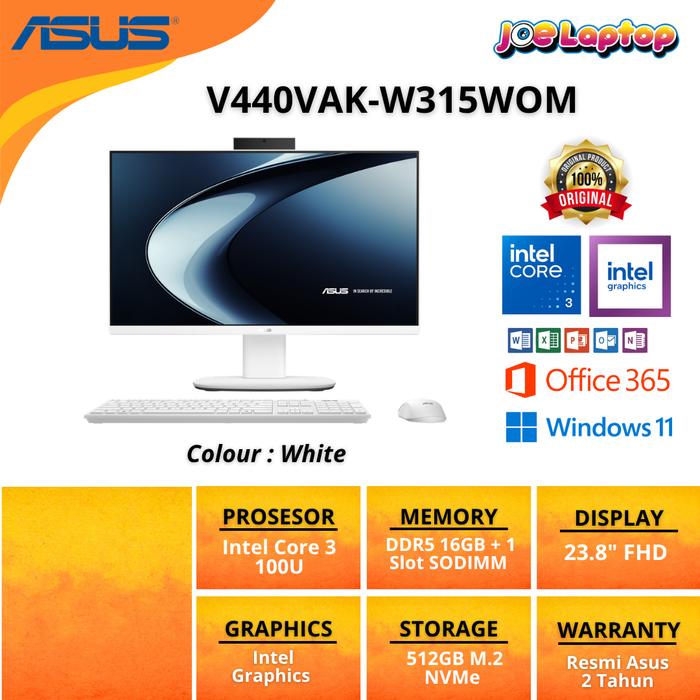 Promo Asus AIO V440VAK-W315WOM White Core 3 100U Win11 OHS Cicil 0% 3x ...