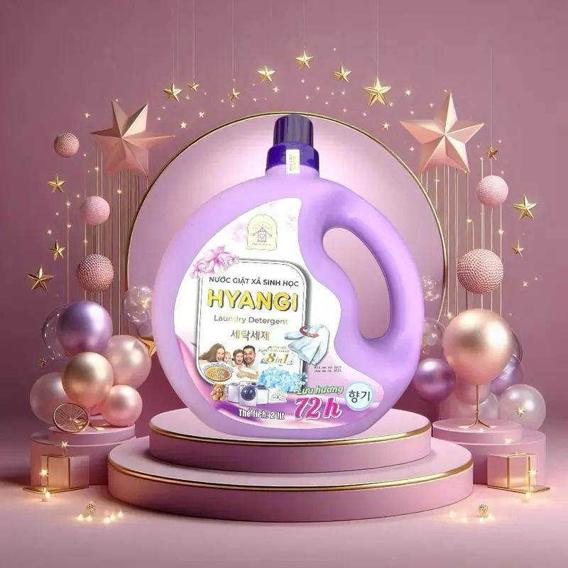 Nước giặt xả sinh học cao cấp HYANGI.Đậm đặc,sạch,thơm,diệt khuẩn,giữ màu,khử mùi hôi,tanh.Hàng chính hãng.2lit 1