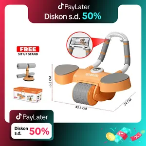 SPEEDS Ab Wheel Ab Roller Wheels Plank Trainer 2in1 Roller Olahraga Push Up Gym Fitness Exercise 009-19 ORANGE