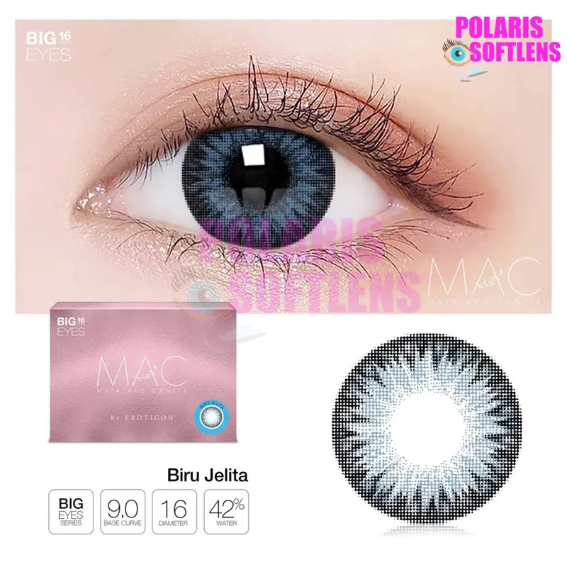 Softlens MAC (Mata Aku Cantik)  By Exoticon Normal & Minus (-0.50 s/d -6.00) Abu Biru 2