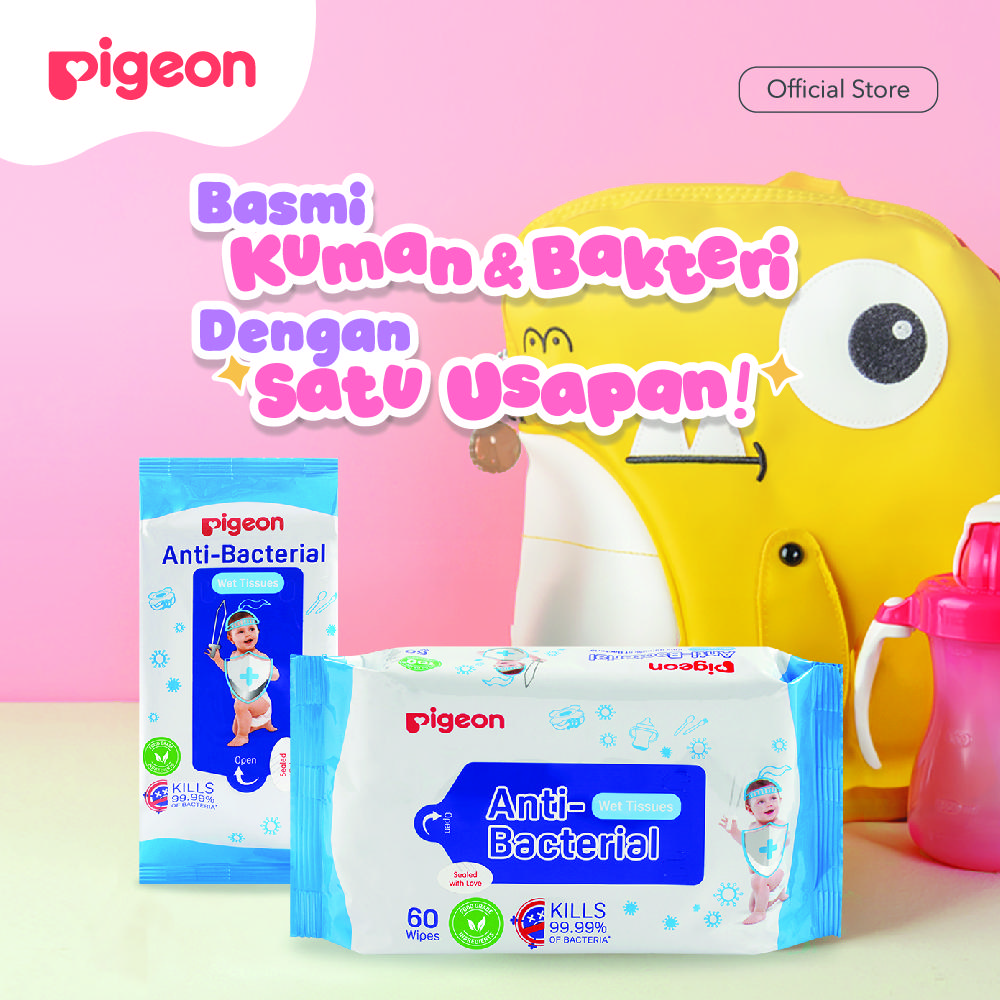 PIGEON Wipes ANTIBACTERIAL WET TISSUE | Tisu Basah Bayi | Tisu Basah Anti Bakteri