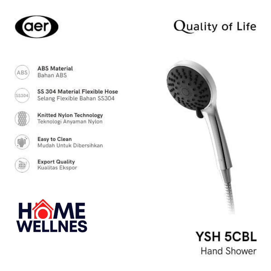 Hand Shower Mandi - Handshower Head Kepala Sower ABS - YSH-5C BL Air Hitam (Mere Air)