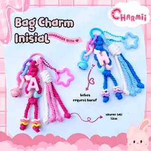 [PROMO] Bag Charm Inisial Huruf Gantungan Tas / Gantungan Kunci Inisial / Gantungan Tumbler Huruf by Charmii