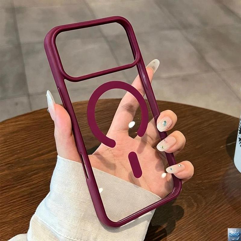 Ốp lưng acrylic trong suốt cao cấp có nam châm cho iphone 18 pro max, 17 air, 16, 15, 14, 13, 12, 11 plus – MagSafe, trong suốt, chống sốc, cứng cáp – 1025