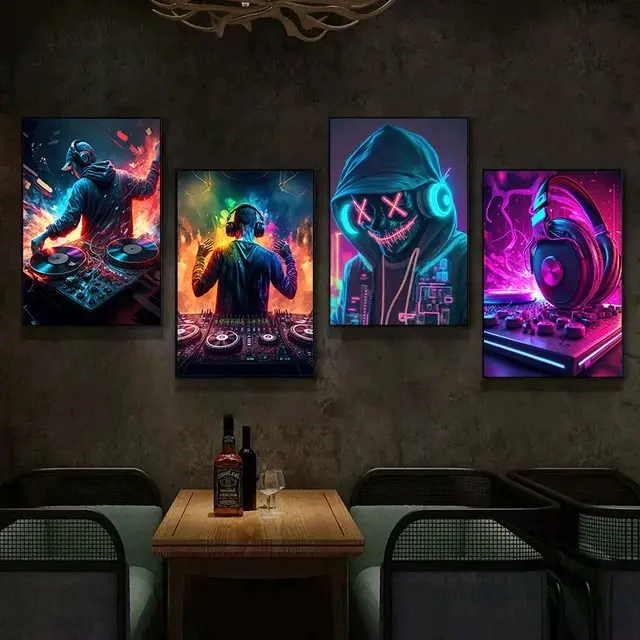Poster Kayu Hiasan Dinding DJ - Model Terbaru Kertas poster neon estetik dekorasi kamar aesthetic kamar tidur selebriti poster & produk cetak foto balkon rumah seni moder