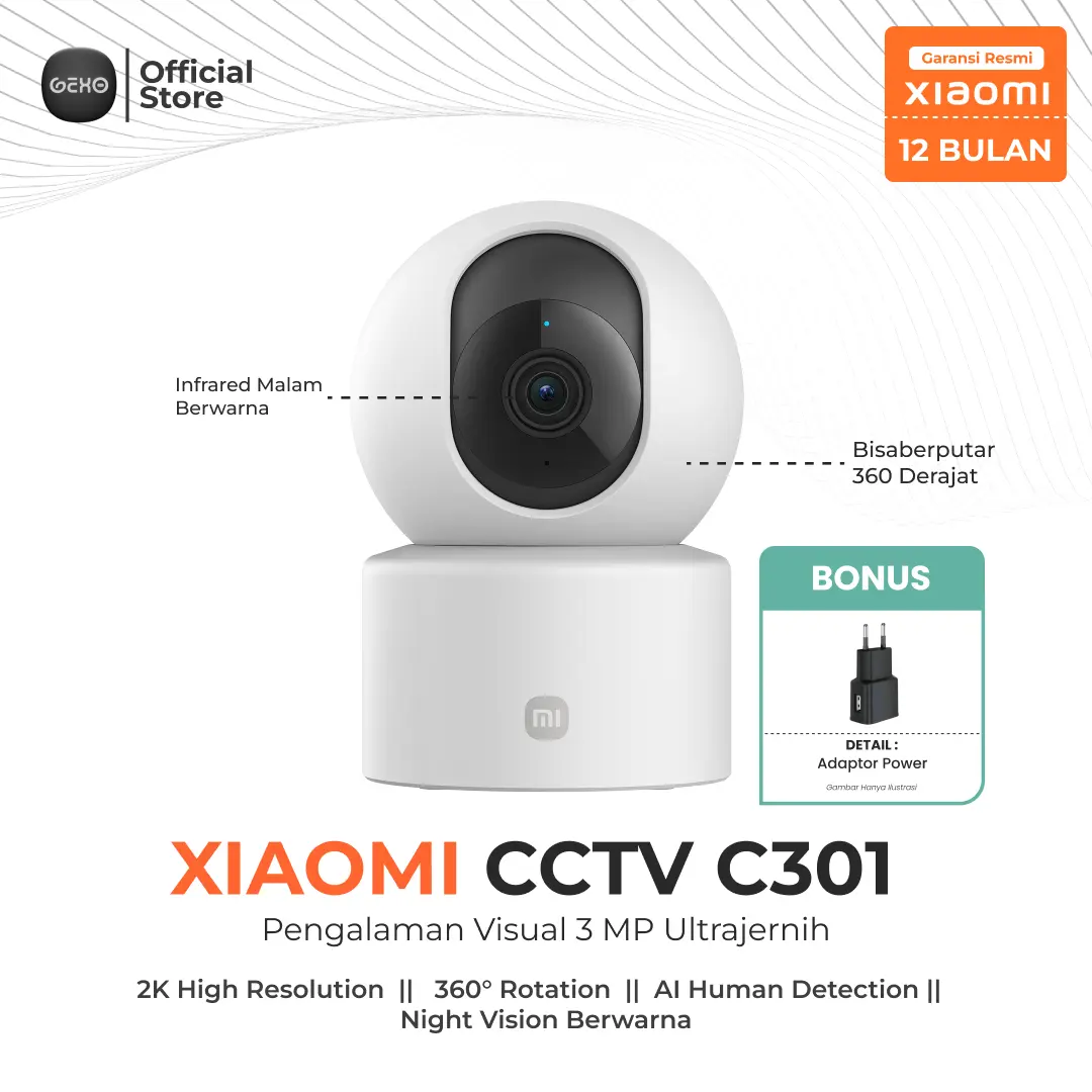 Xiaomi Smart Camera C301 2K Kamera CCTV 360 3MP With Night Vision Color Wireless Wifi