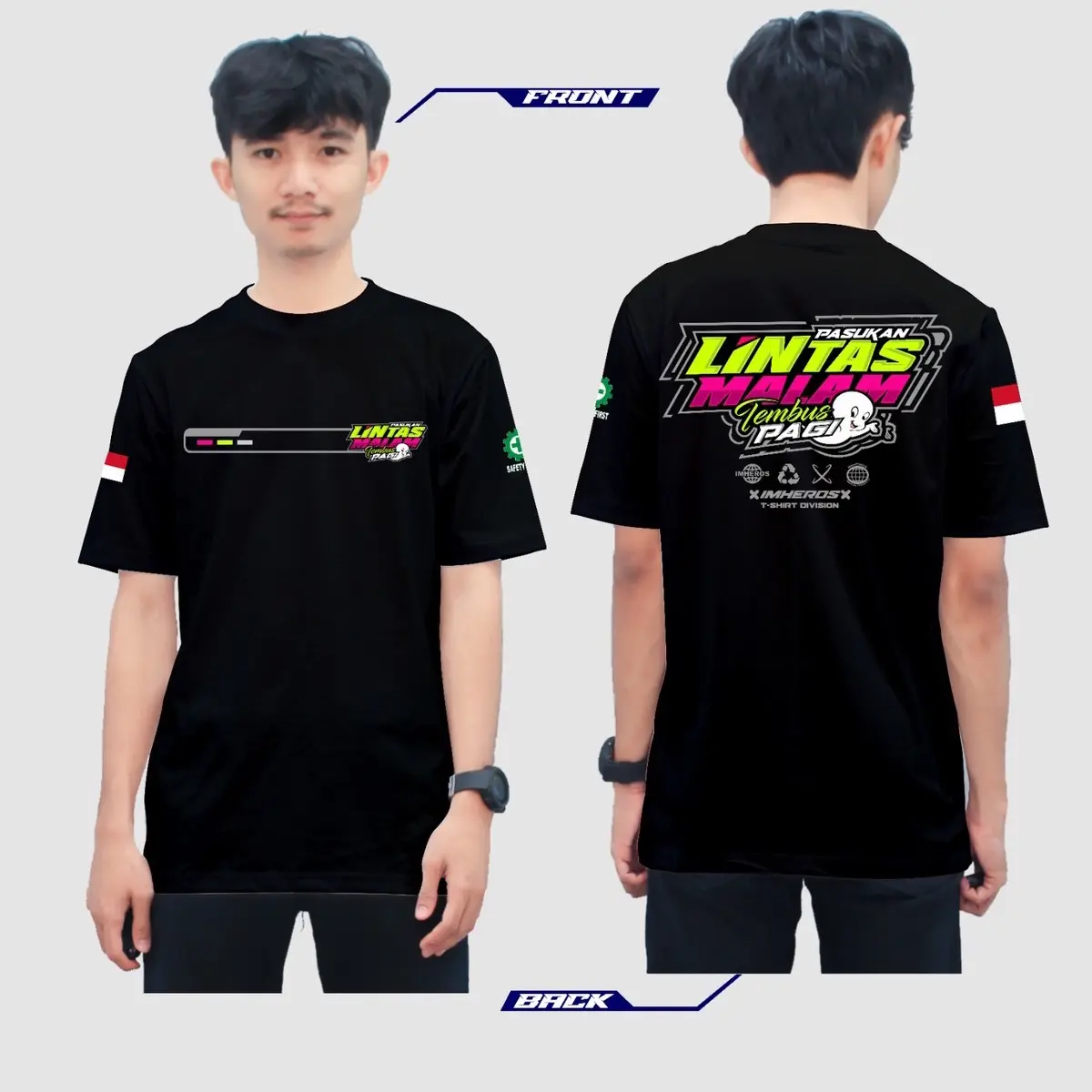 Kaos Lintas Malam Tembus Pagi New Design Combed Katun - Model Pake Size L - Kerja, Nyaman