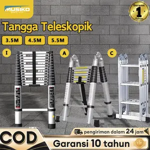 【Musiko Impor Jepang】Tangga Lipat Aluminium 5.5M Portabel SNI Certified - Beban 300kg, Anti Karat, Garansi 1 Tahun tangga  portable  lipat Kaki Karet
