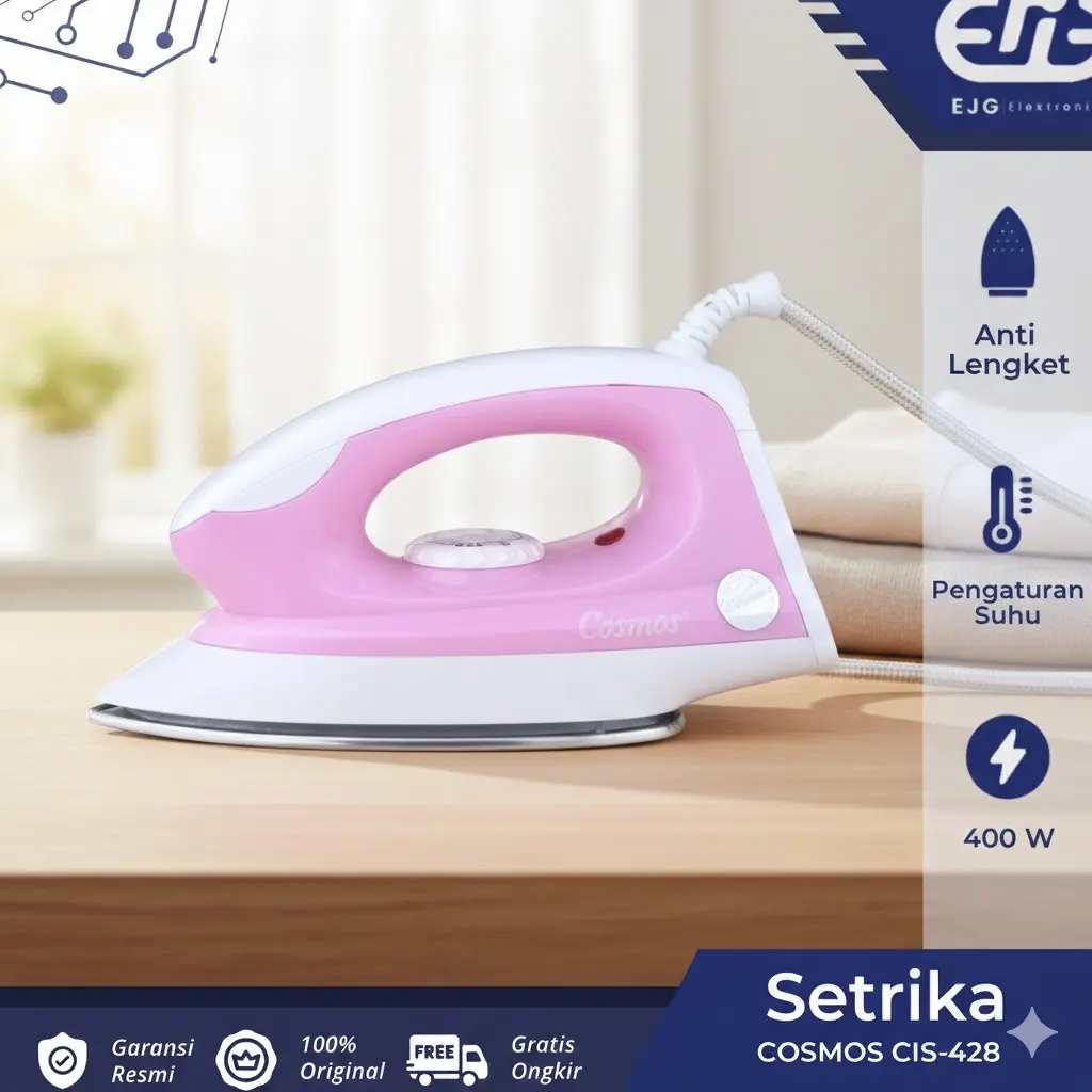 [BISA COD] COSMOS CIS-428 SETRIKA STAINLESS STEEL PINK GARANSI RESMI