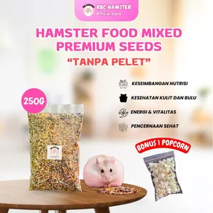 MAKANAN HAMSTER PREMIUM MIX 250gr, BONUS POPCORN, TANPA PELET & BEBAS KUTU!!
